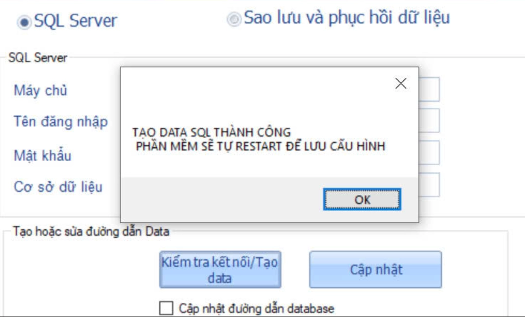 C&agrave;i đặt kết nối cơ sở dữ liệu phần mềm chấm c&ocirc;ng mita pro ho&agrave;n tất