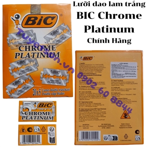 Lưỡi dao lam trắng BIC Chrome Platinum Ch&iacute;nh H&atilde;ng - lưỡi dao lam cạo r&acirc;u Bic 0070330701502