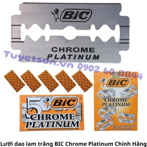 Lưỡi dao lam trắng BIC Chrome Platinum Ch&iacute;nh H&atilde;ng - lưỡi dao lam cạo r&acirc;u Bic 0070330701502