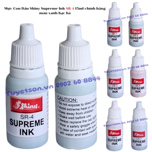 Mực Con Dấu Shiny Supreme Ink SR-4 15ml ch&iacute;nh h&atilde;ng - m&agrave;u xanh bạc h&agrave;